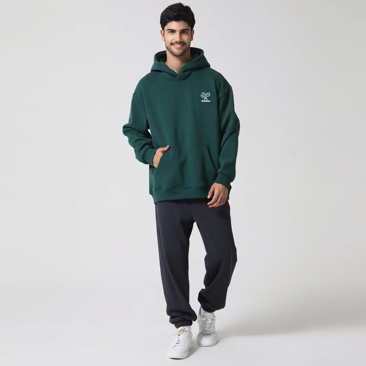 Green Casual Printed Hoodie for Men Image
