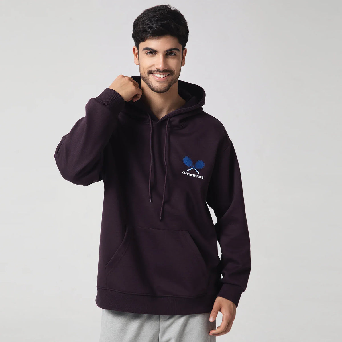 Purple Casual Printed Hoodie for Men Image