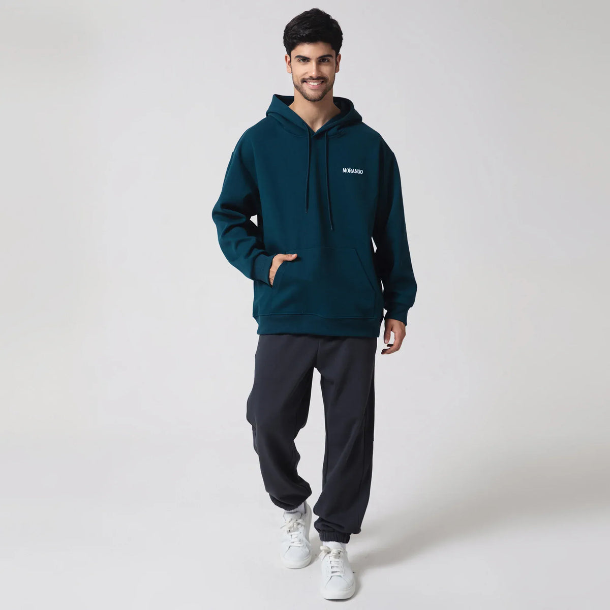 Blue Casual Printed Hoodie for Men Image