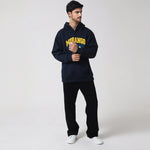Dark Blue Casual Printed Hoodie for Men Image