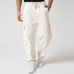 Beige Casual Plain Pants for Men Image