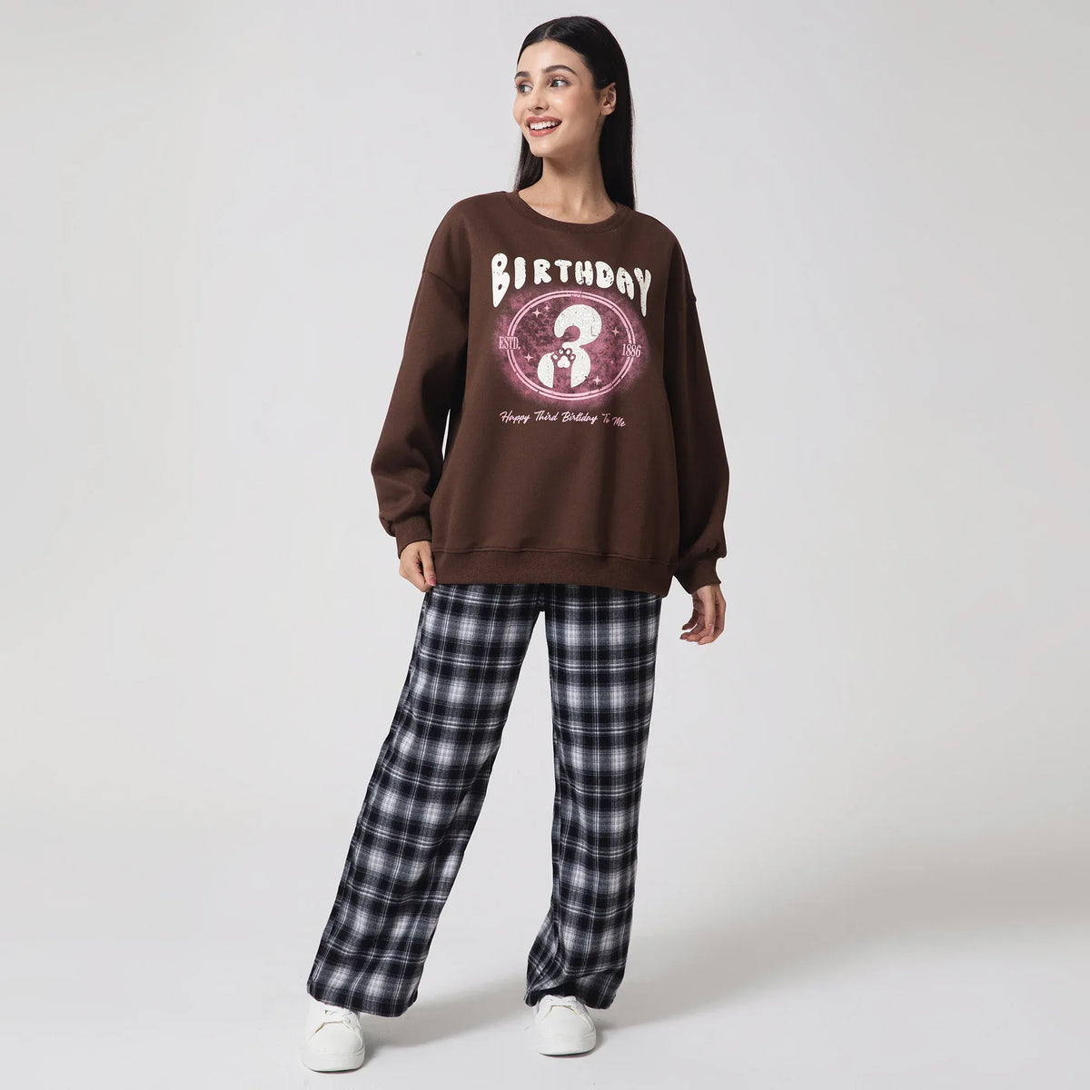 Brown Casual Printed Sweatshirt for Women Image