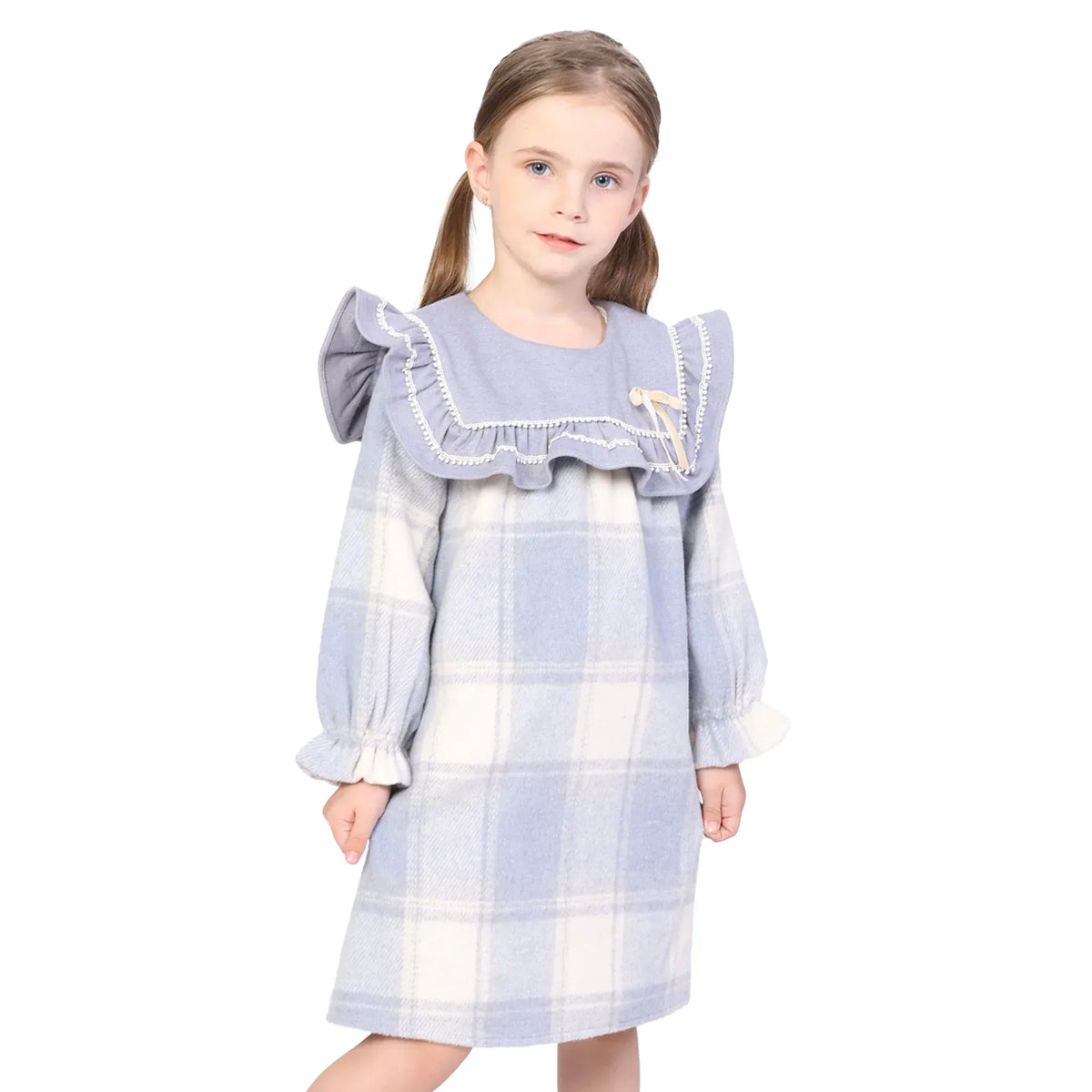 Checked Formal Dress for Girls Image