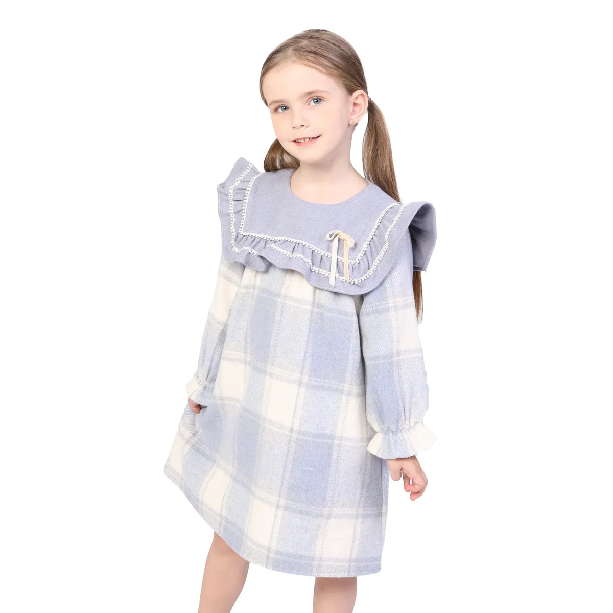 Checked Formal Dress for Girls Image