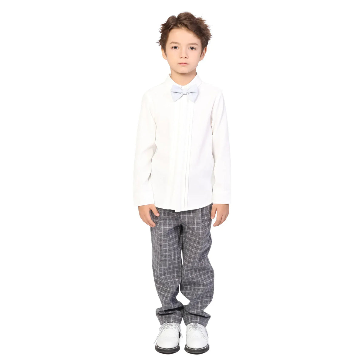 Off White Plain Formal Shirt for Boys Image