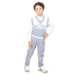 Light Blue Color-Blocked Formal Waistcoat for Boys Image