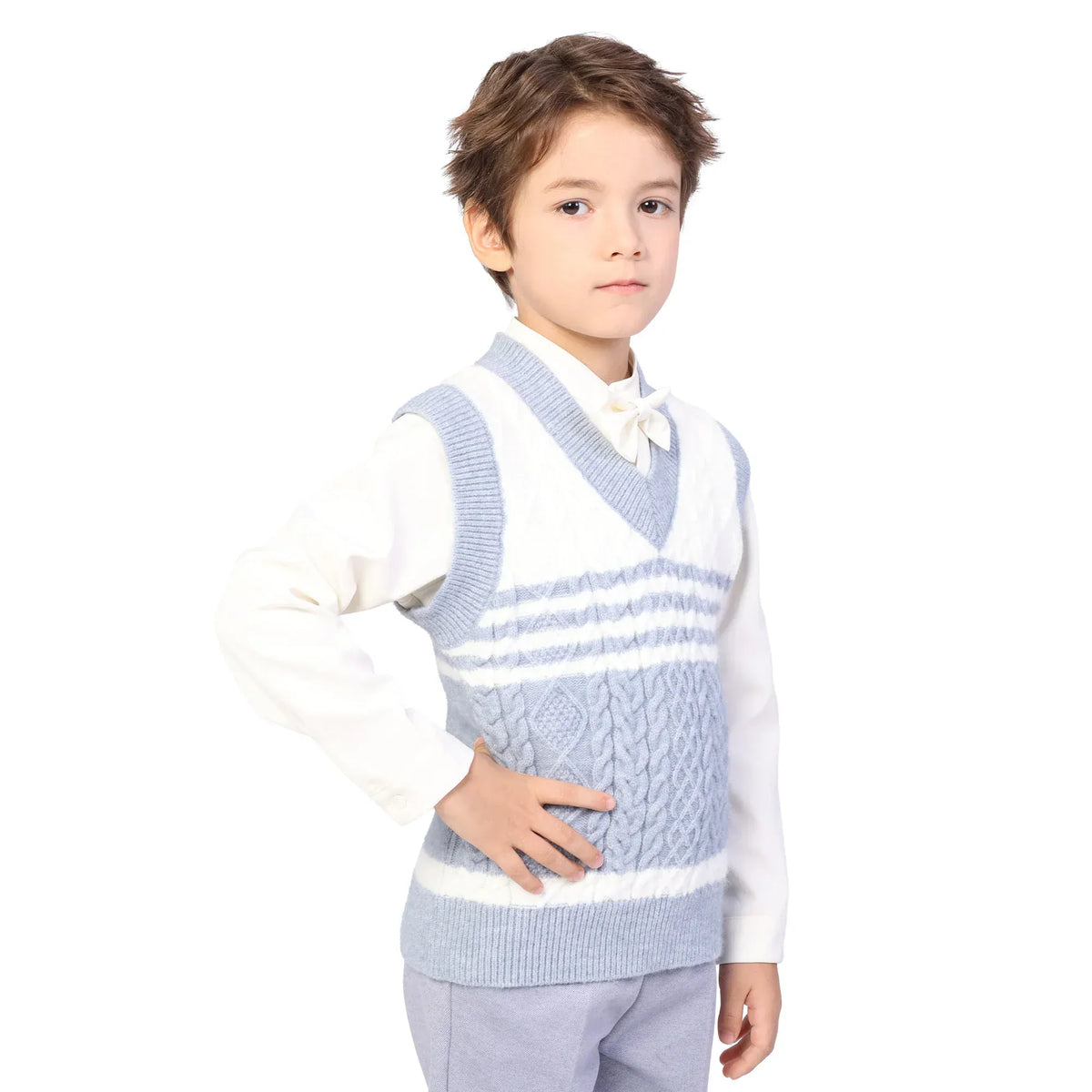 Color-Blocked Formal Waistcoat for Boys Image