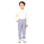 Grey Blue Solid Formal Pants for Boys Image