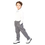 Blue Checked Formal Pants for Boys Image
