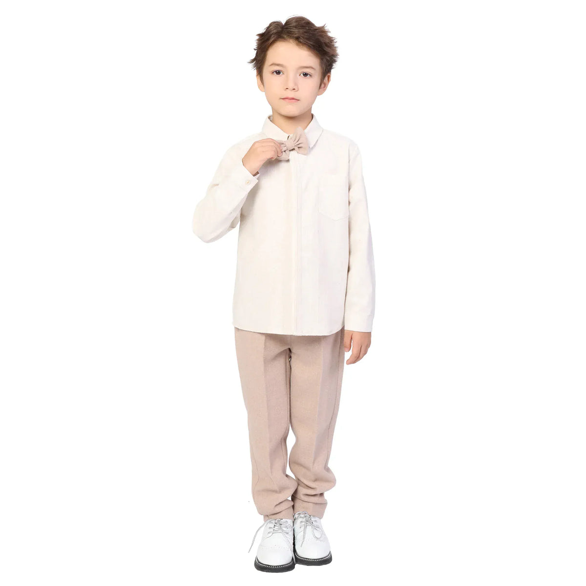 Light Beige Plain Formal Shirt for Boys Image