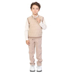 Light Khaki Jacquard Formal Waistcoat for Boys Image