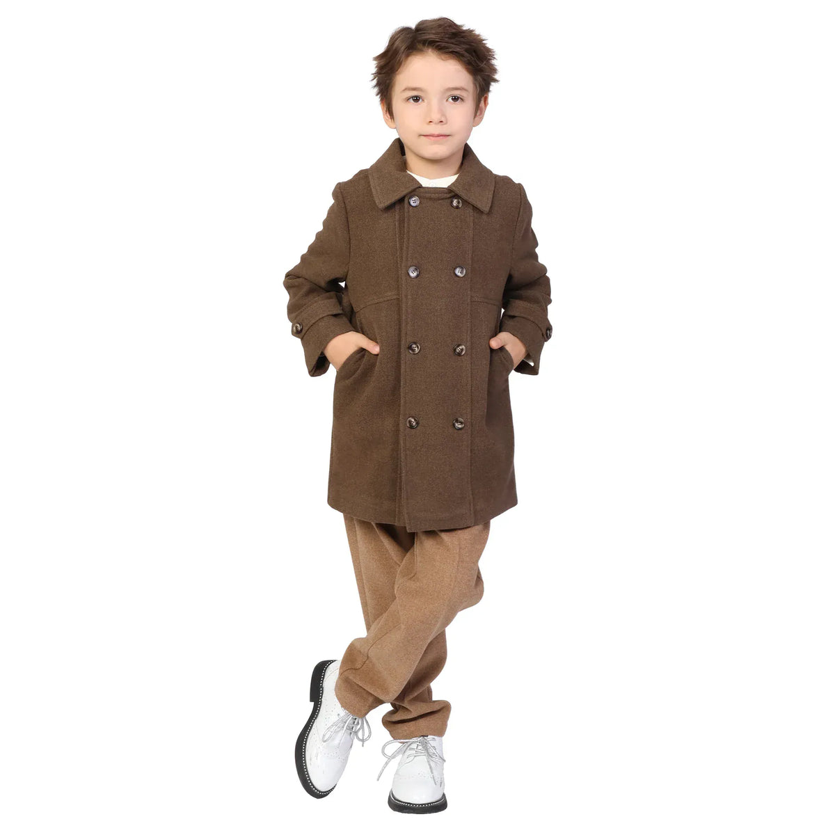 Coffee Solid Formal Jacket for Boys Image