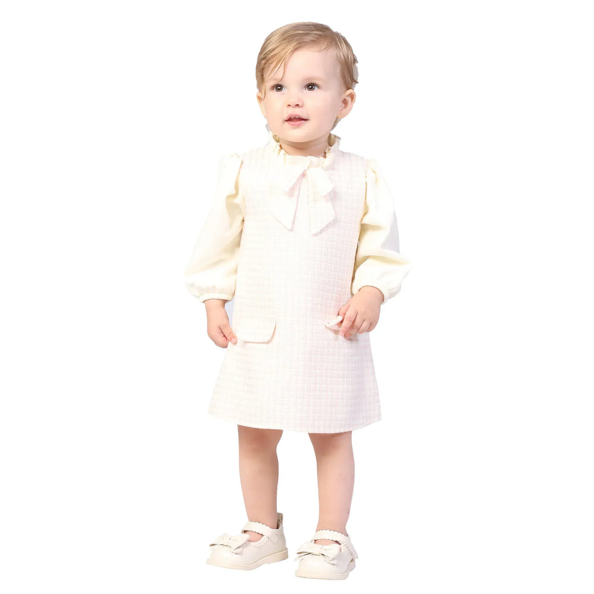 Light Pink Checked Formal Dress for Baby girl Image