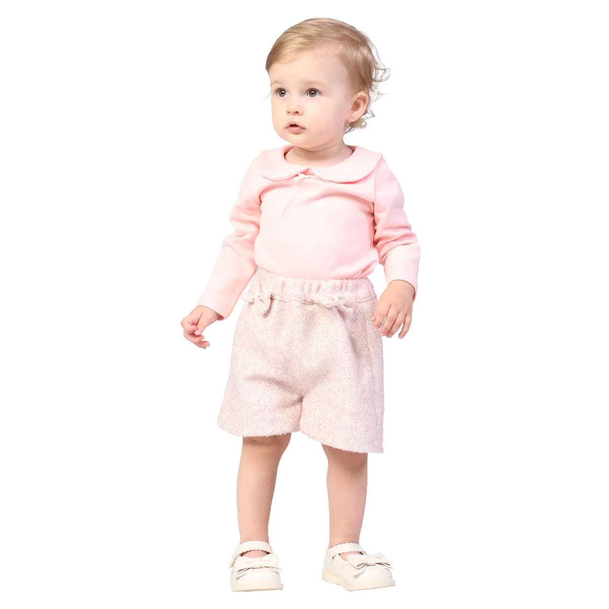 Light Pink Solid Formal Shorts for Baby girl Image