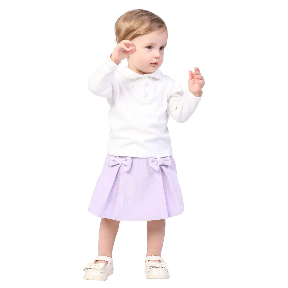 Off White Plain Formal Polo Shirt for Baby girl Image