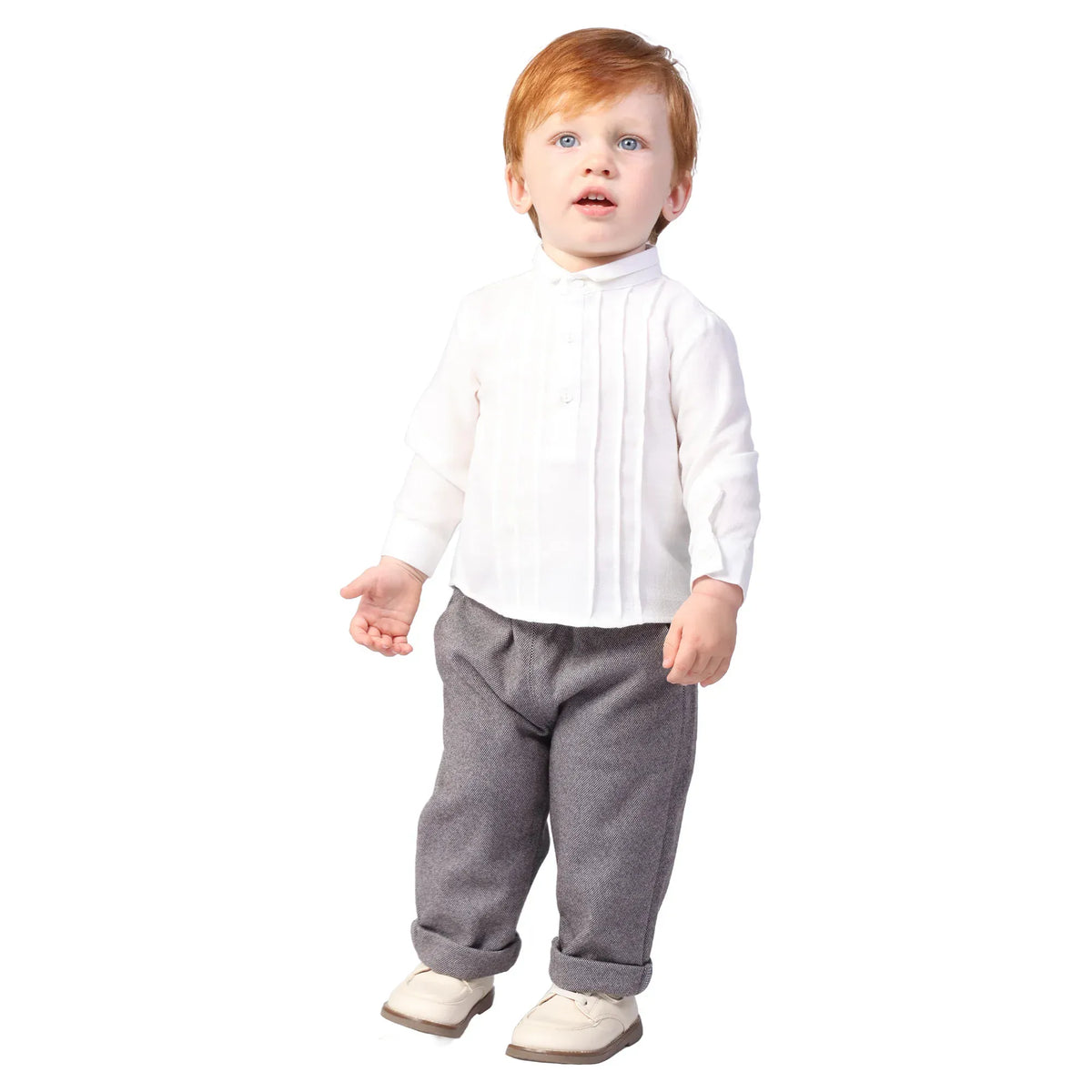 Off White Plain Formal Blouse for Baby boy Image