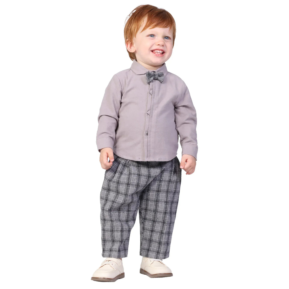 Light Grey Plain Formal Shirt for Baby boy Image