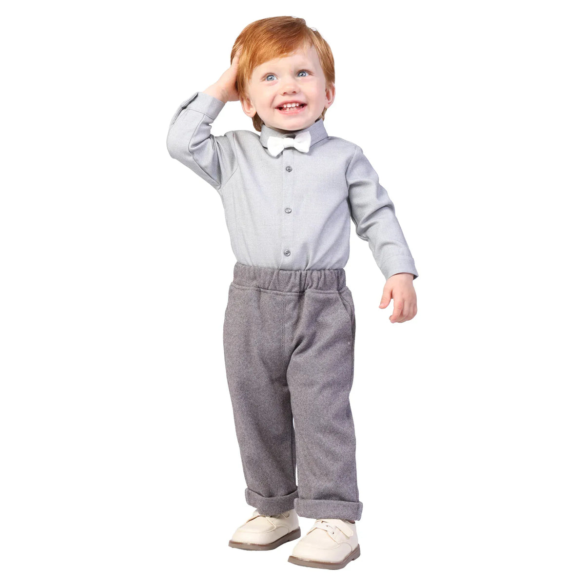 Dark Grey Solid Formal Pants for Baby boy Image