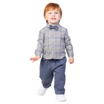 Grey Blue Checked Formal Shirt for Baby boy Image