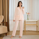 Light Pink Jacquard Pajama Set-2Pc for Women Image