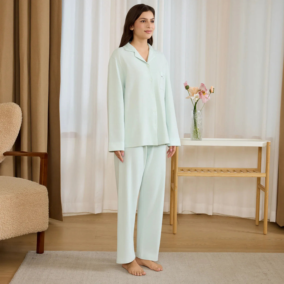 Color-Blocked Pajama Set-2Pc for Women Image