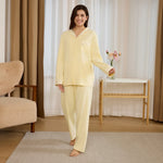 Yellow Color-Blocked Pajama Set-2Pc for Women Image