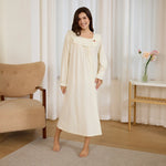 Light Yellow Embroidery Pajama Dress for Women Image