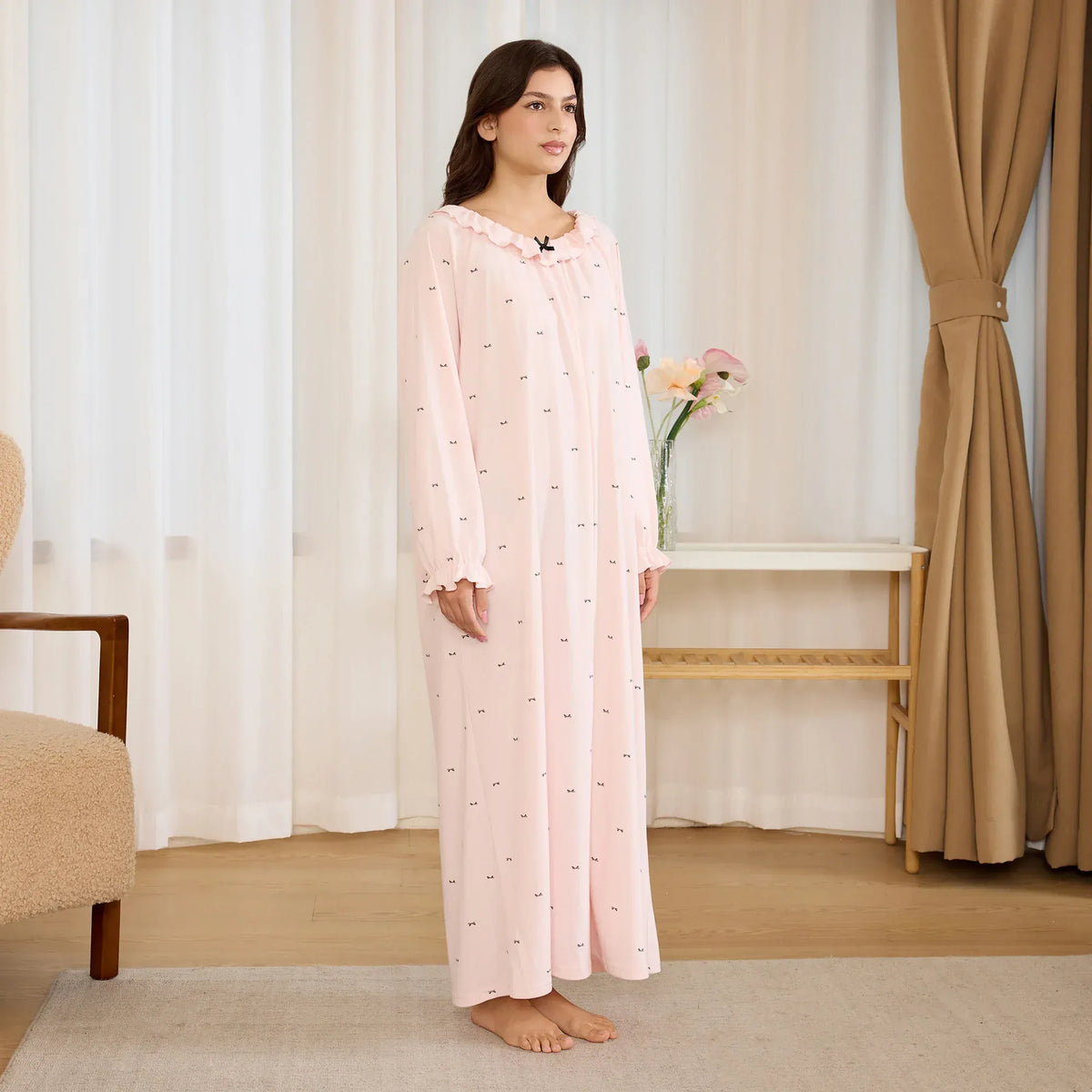 Printed Pajama Dress for Women Image