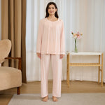 Light Pink Jacquard Pajama Set-2Pc for Women Image