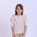 Pink Floral Fashion Blouse For Girls Image