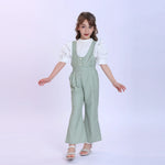 Green Plain Fashion Overalls For Girls Image