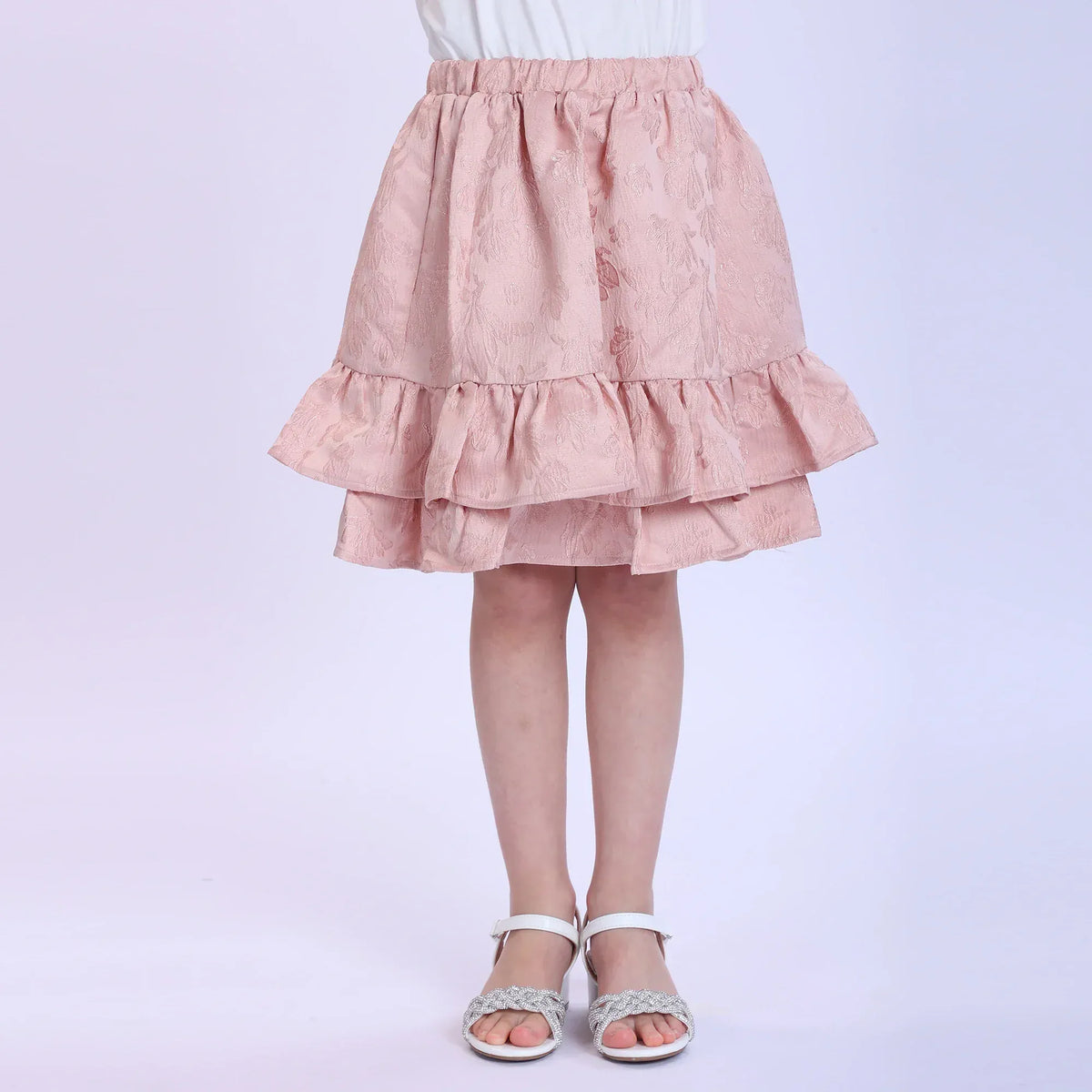 Pink Jacquard Fashion Skirt For Girls Image