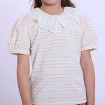 Pink Striped Fashion T-Shirt For Girls Image