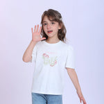 White Printed Fashion T-Shirt For Girls Image