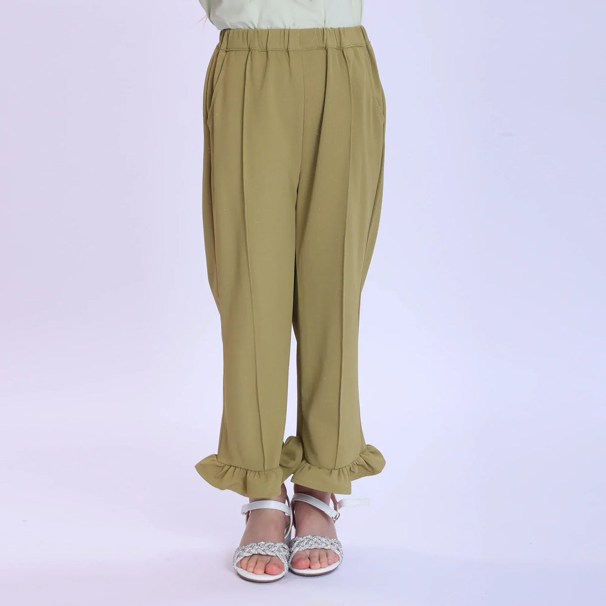Grass Green Prominent Skin Fashion Pants For Girls Image