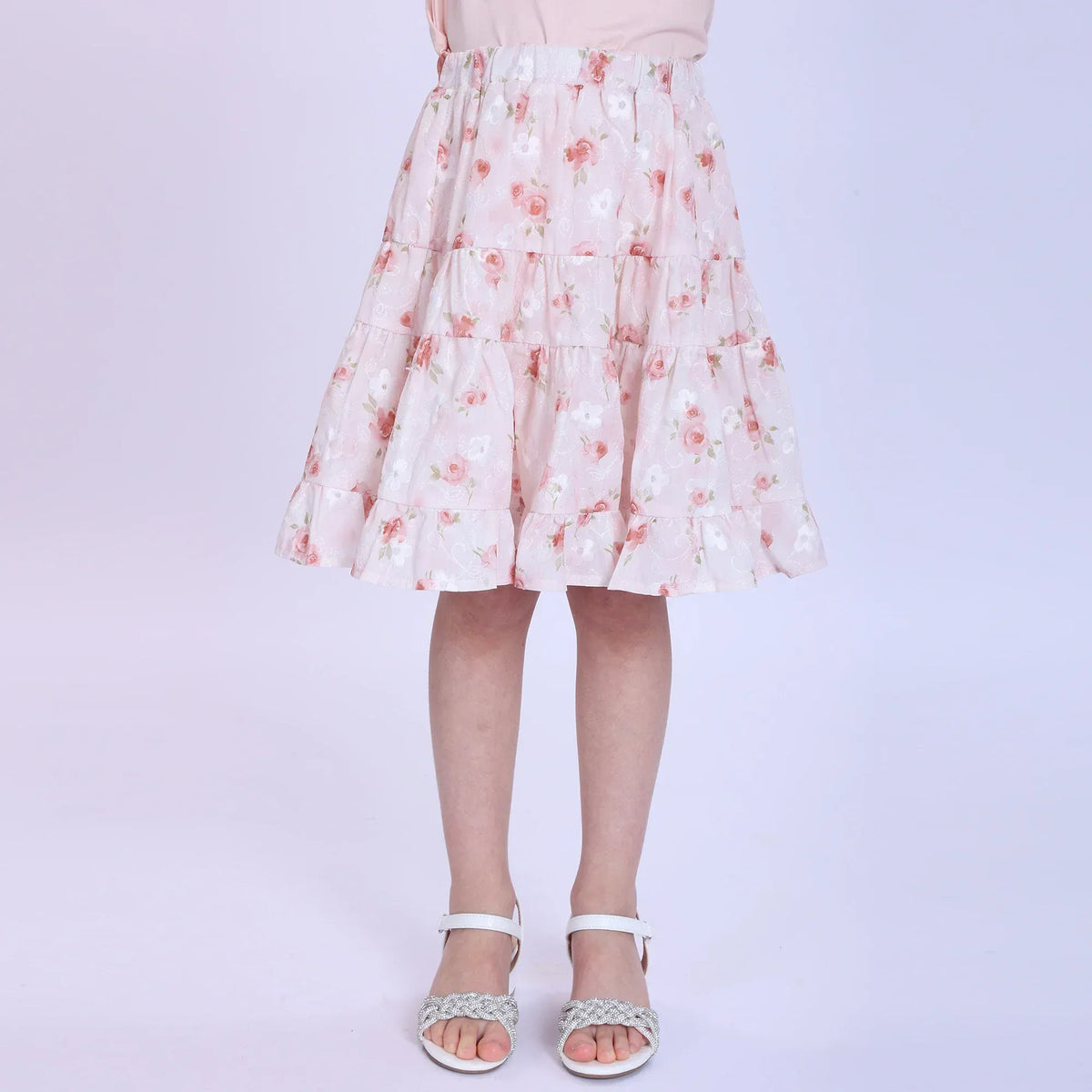 Pink Floral Fashion Skirt For Girls Image