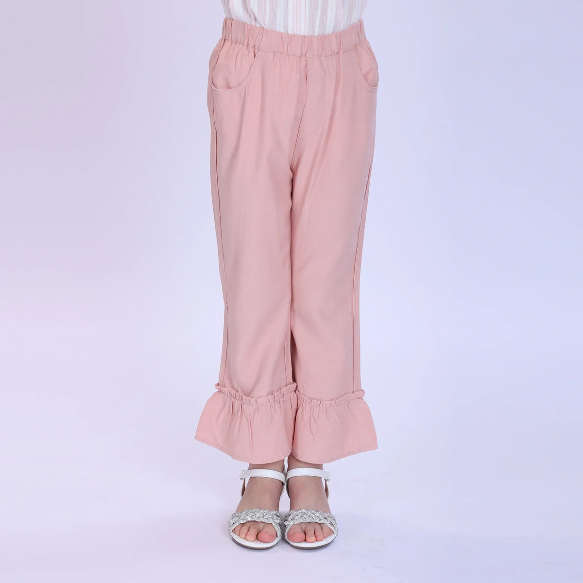 Pink Plain Fashion Pants For Girls Image