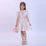 Pink Floral Fashion Dress For Girls Image