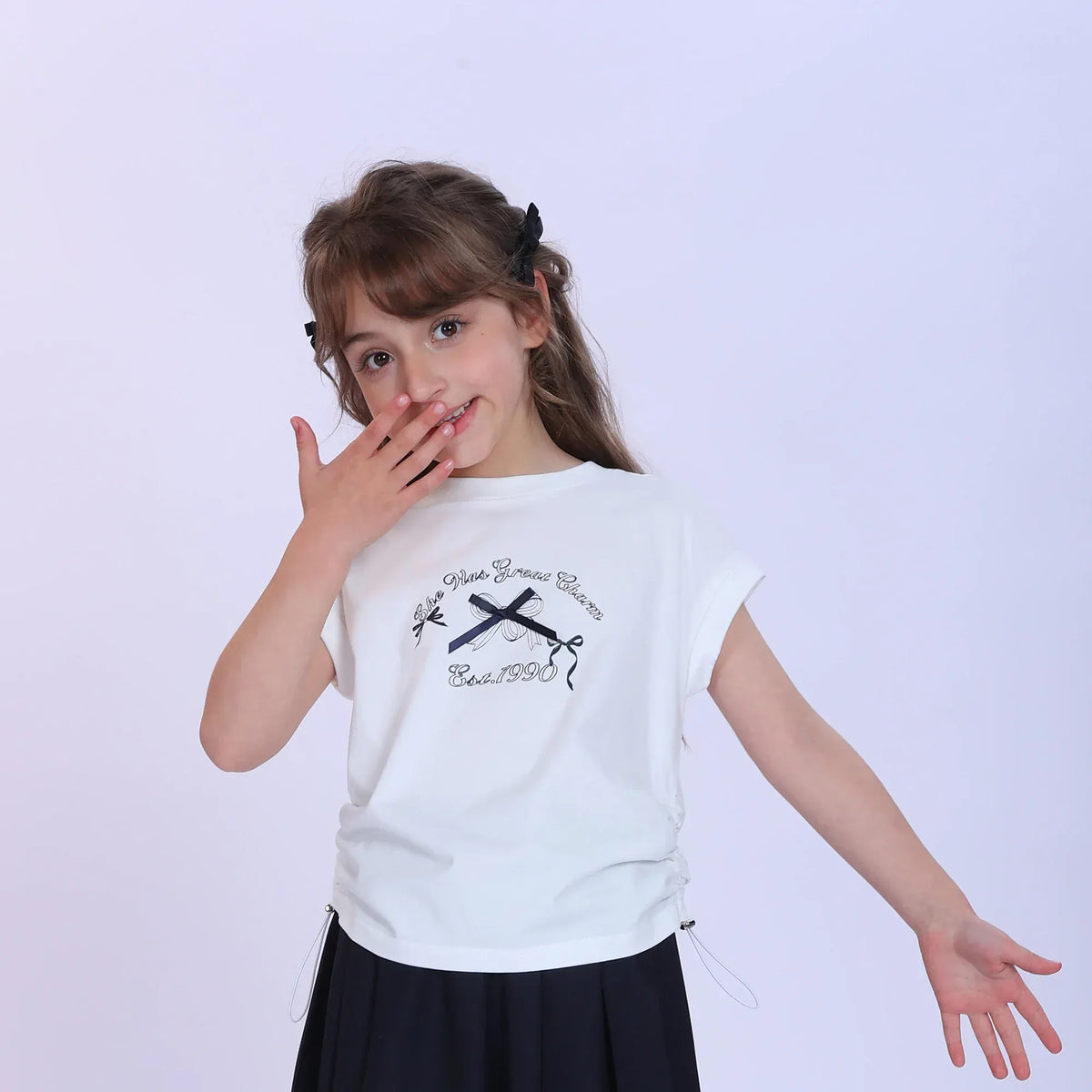 White Printed Fashion T-Shirt For Girls Image
