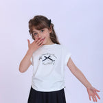 White Printed Fashion T-Shirt For Girls Image