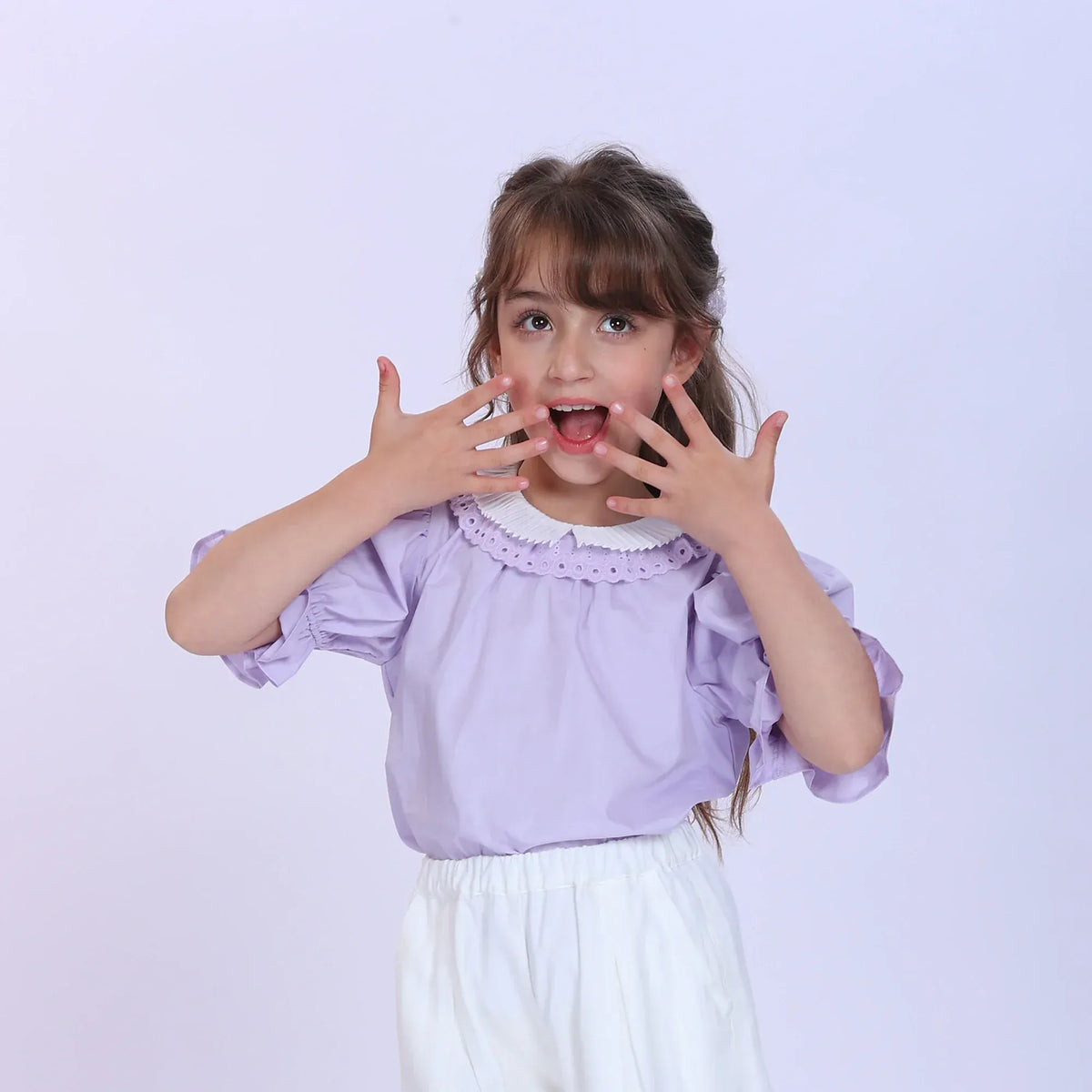 Purple laced Fashion Blouse For Girls Image