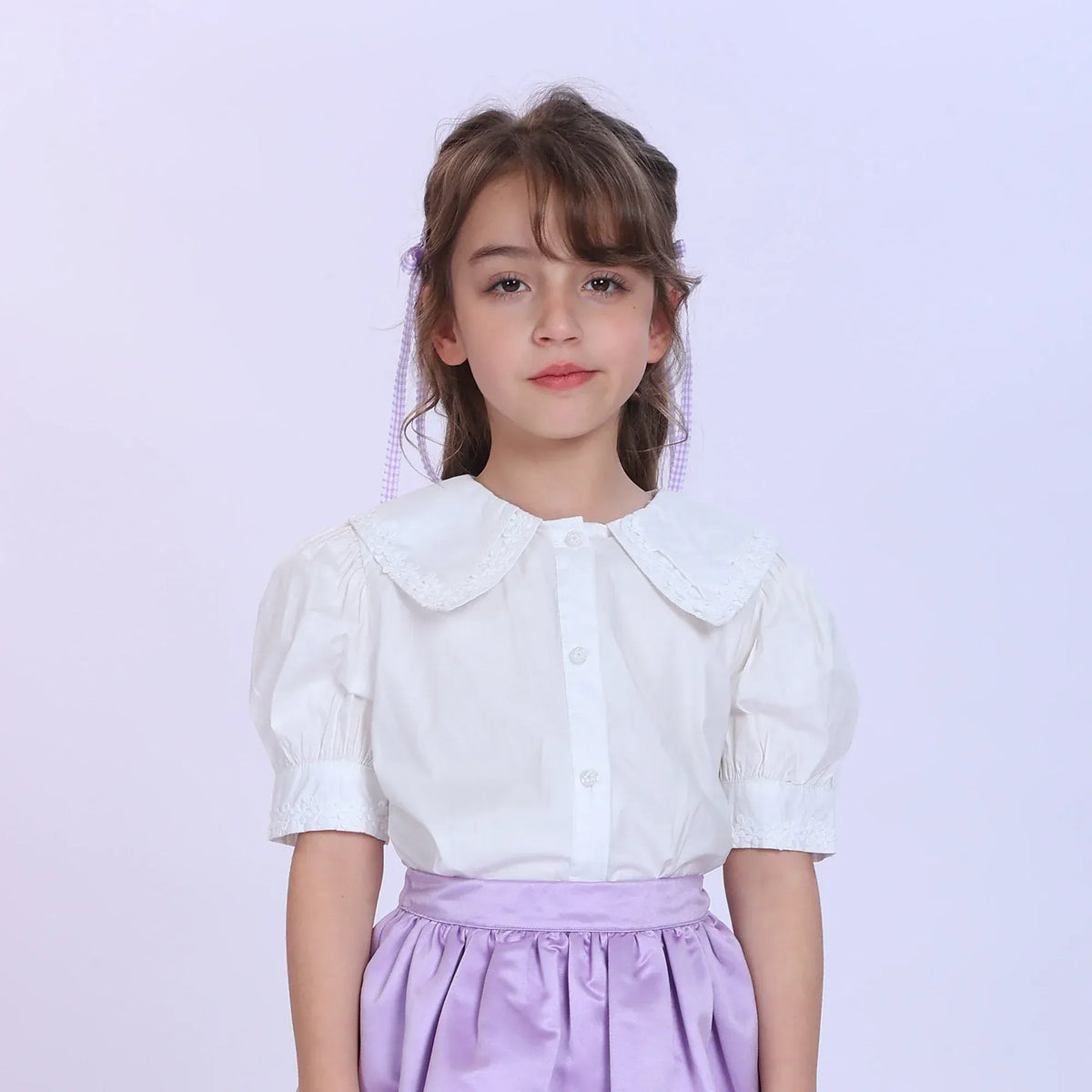 White Floral Fashion Shirt For Girls Image