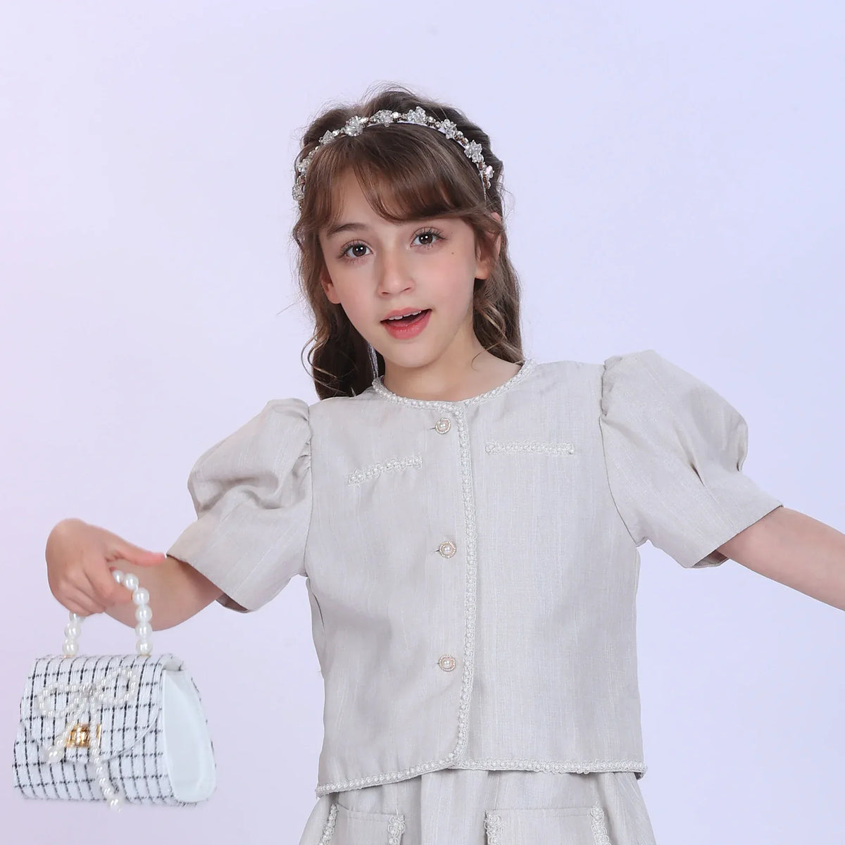 Beige Embroidery Fashion Jacket For Girls Image