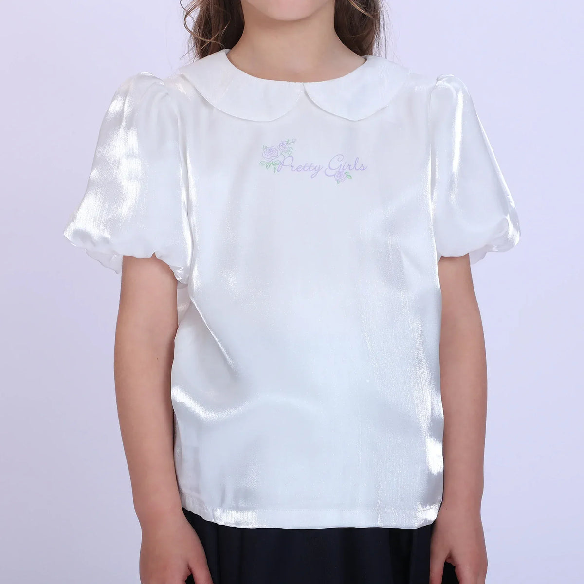 White Printed Fashion Blouse For Girls Image