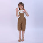 Coffee Plain Fashion Overalls For Girls Image