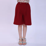 Maroon Plain Fashion Shorts For Girls Image