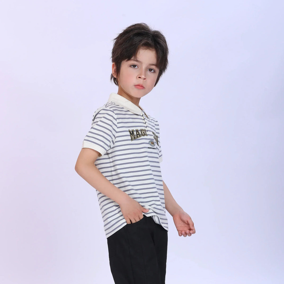 Striped Fashion Polo Shirt For Boys Image