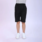 Black Plain Fashion Shorts For Boys Image