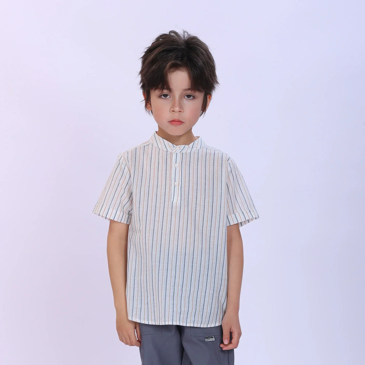 Beige Striped Fashion Shirt For Boys Image