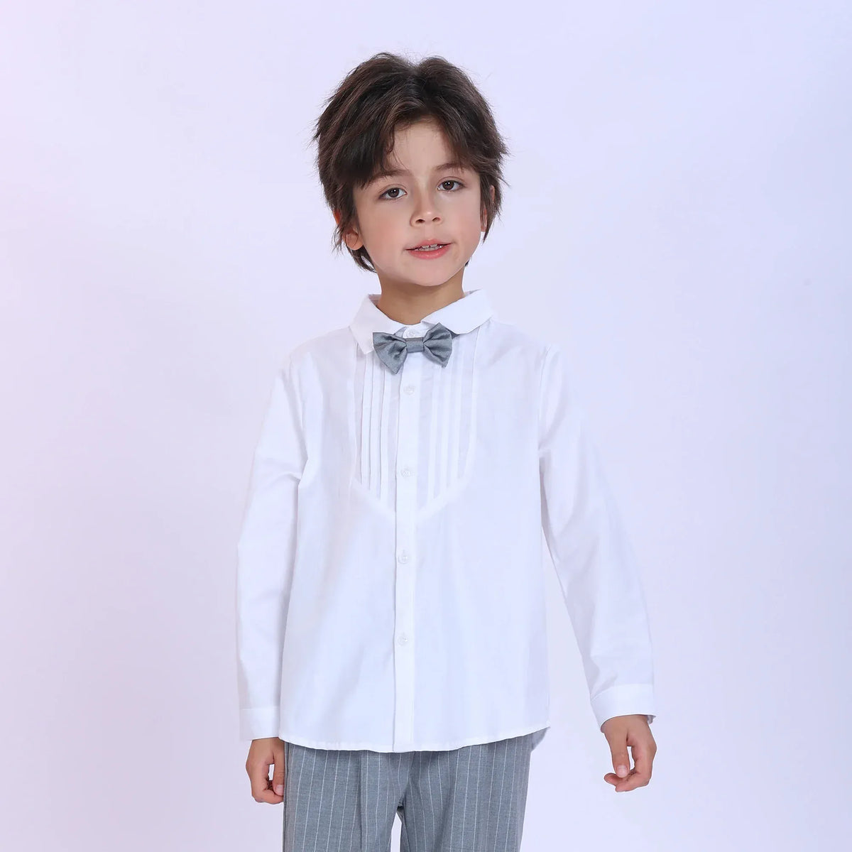 White Plain Fashion Shirt For Boys Image